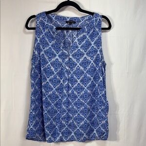 🍔Anne Carson Blue and White Sleeveless Tank blouse